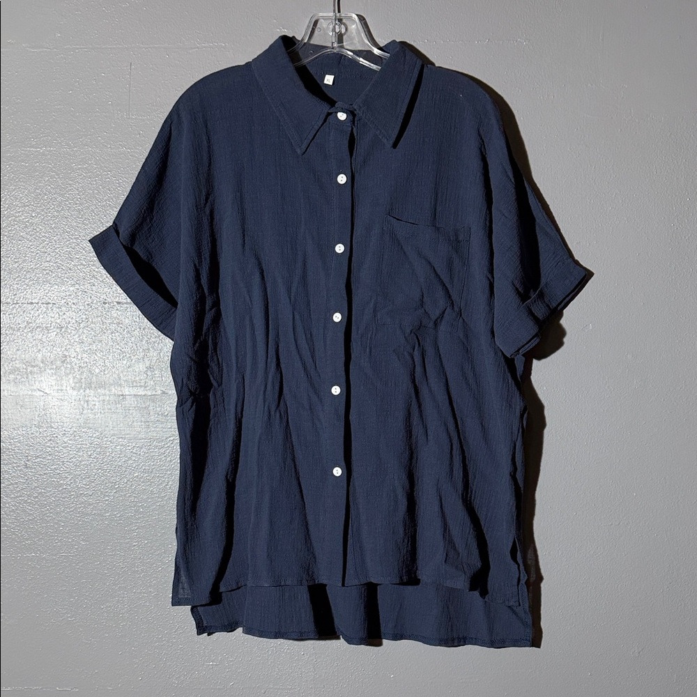 Navy Blue Button-Up Shirt